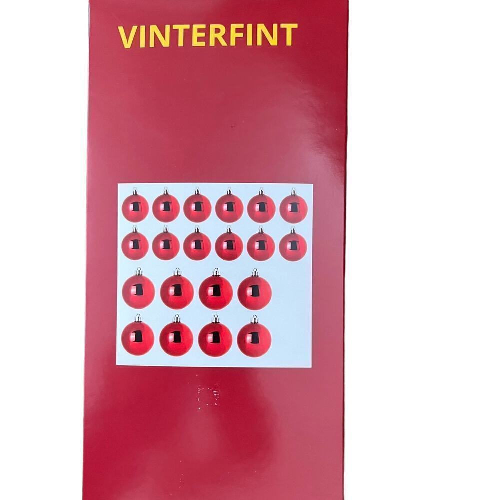 IKEA VINTERFINT 2023 Red Bauble Ornaments Set of (20)